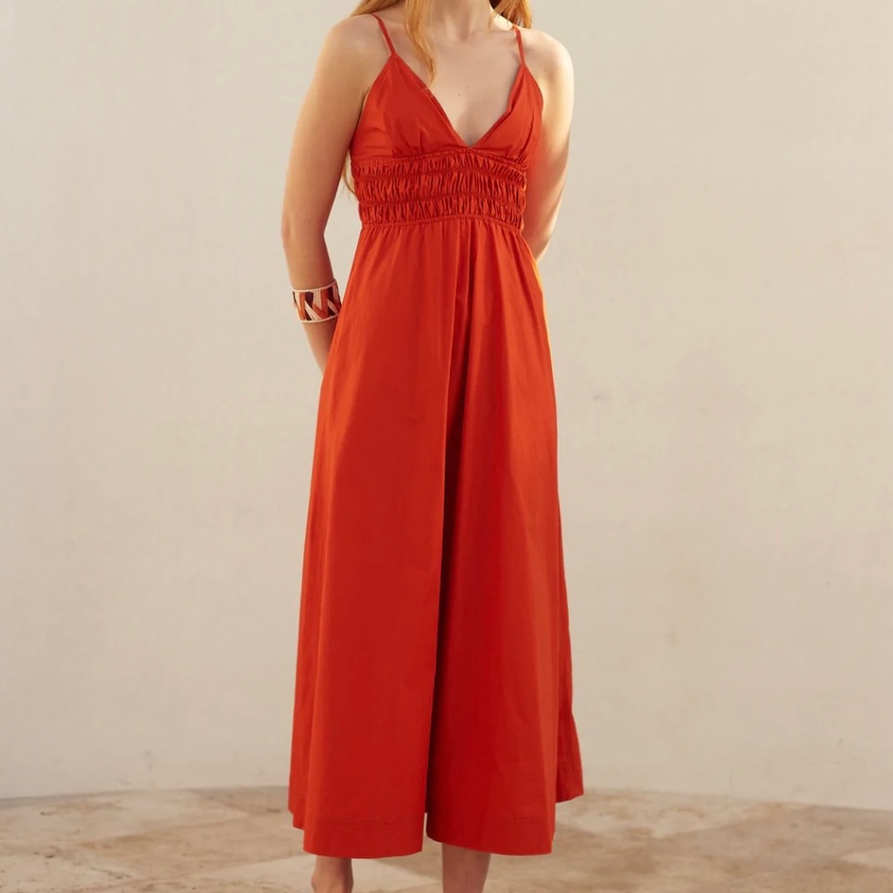Maxi adjustable strap summer dress with side pockets. - Picture 5 of 7